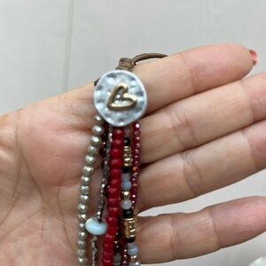 Multicolor Beaded Bracelet with Heart Charm